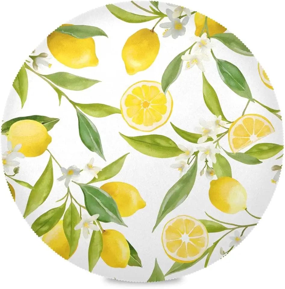 Lemon Flowers Round Placemats Set of 6 for Dining Table Heat Insulation Non-Slip Washable Place mats