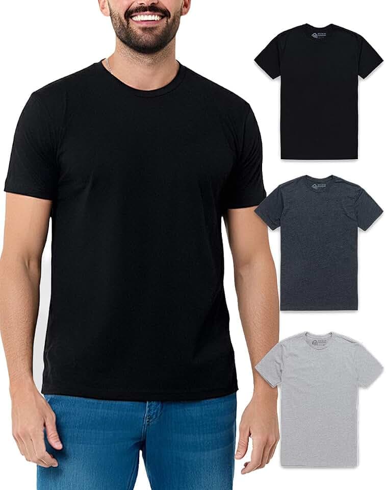 Mens T Shirts Soft Cotton Crew Neck Athletic Fit Casual Tees S-4XL