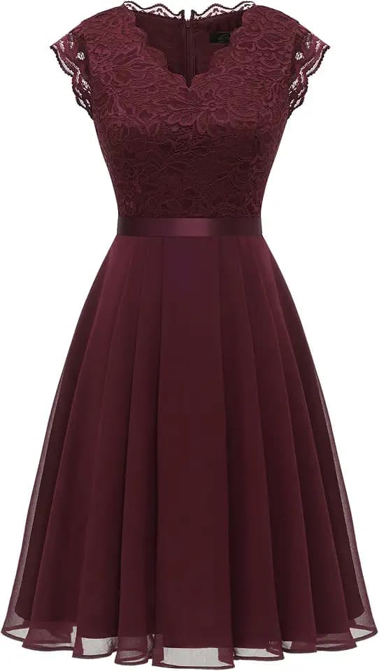 Dressystar Cocktailkleid Damen Hochzeitsgast Knielang Abendkleider Elegant für Hochzeit