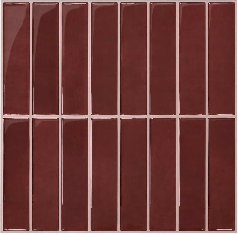 COMSTICKC 3D Fliesenaufkleber Klebefliesen Rot, 10 Stück 30,5 x 30,5 cm