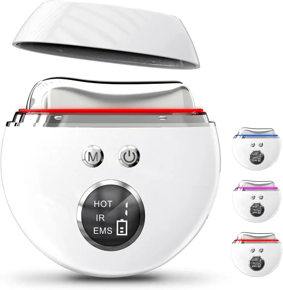 EMS Gua Sha, Robofun Gesichtsmassagegerät Guasha Elektrisch mit Vibration & Wärme, Blau, Grün & Rotlicht, 4 Modi, 9 Intensitätsstufen, Face Massager Facelift Anti Aging