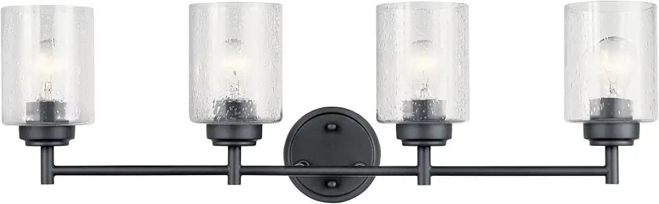 Kichler Winslow 4-Light Farmhouse Vanity Light, Black