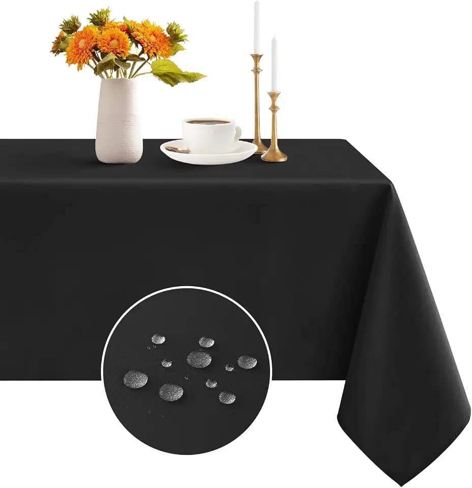 Romanstile Rectangle Tablecloth - 60 x 120 inch Black Waterproof and Wrinkle Resistant Washable Polyester Table Cloth for Kitchen Dining/Party/Wedding Indoor and Outdoor Use