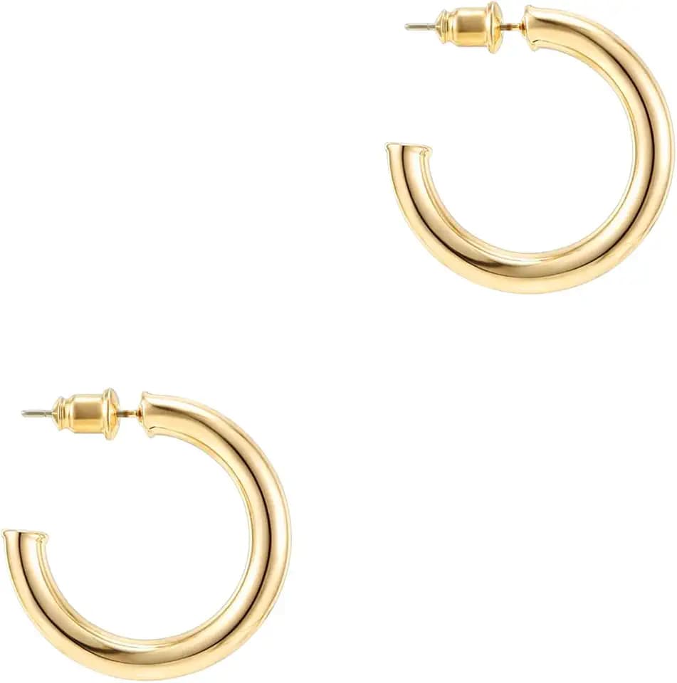 PAVOI 14K Gold Plated Lightweight Hoop Earrings for Women, Infinity Hoops