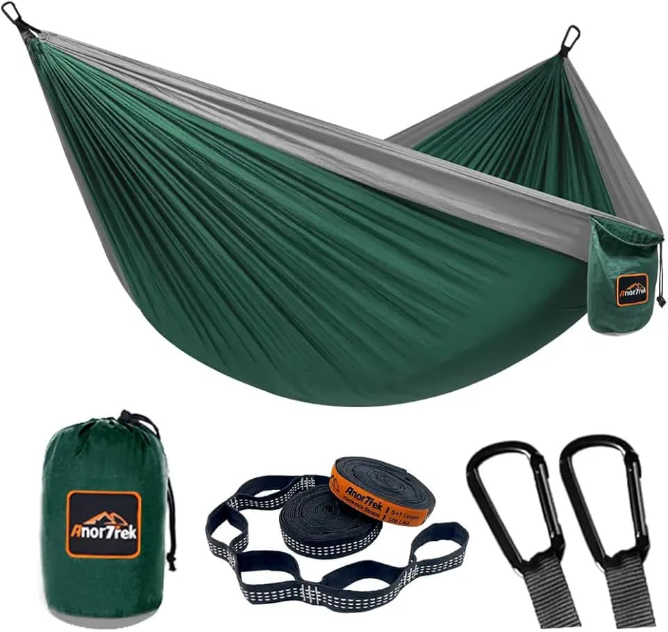 AnorTrek Camping Hängematte, superleichte tragbare Fallschirm Hängematte mit Zwei Baumgurten Einzel oder Doppel Nylon Reisebaum Hängematten