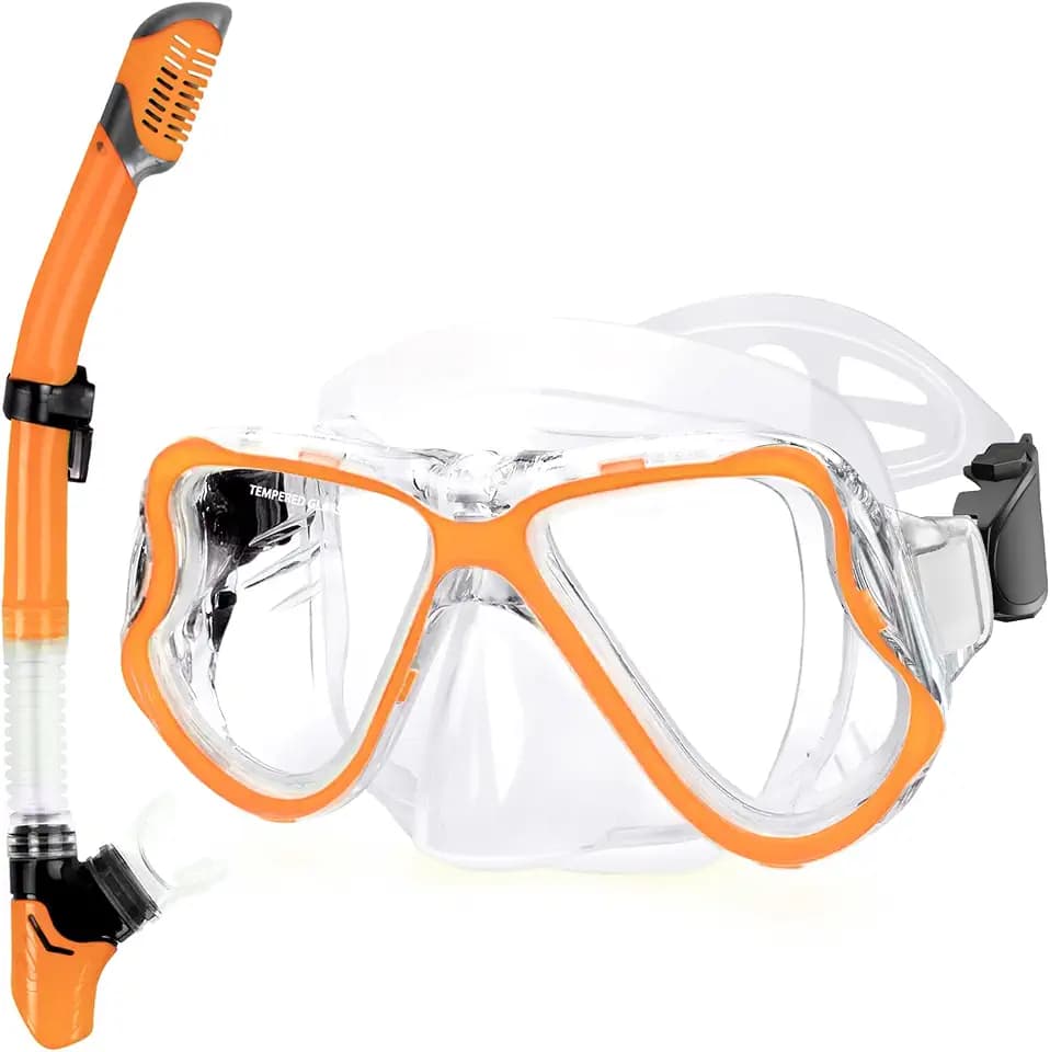 Greatever Snorkeling Gear for Adults Kids, Dry Snorkel Mask Set Anti-Fog