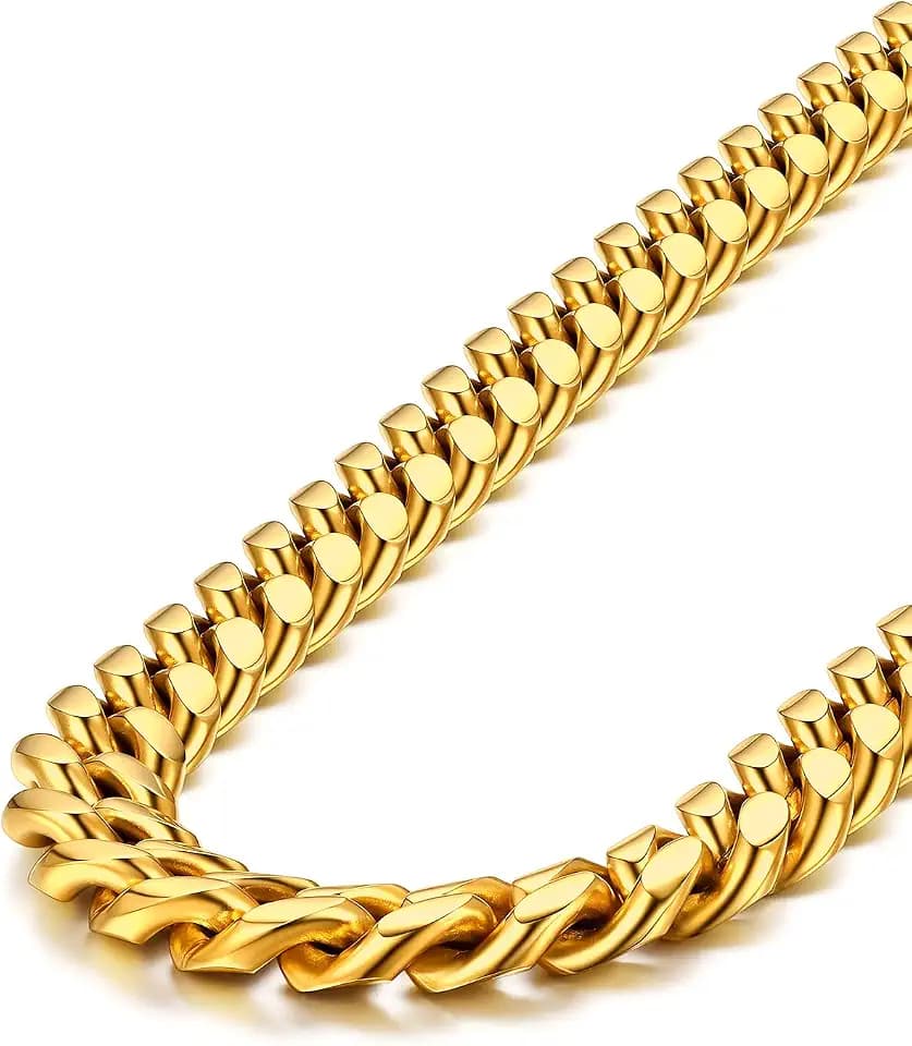 ChainsPro Stainless Steel Mens Cuban Link Chains, Hip Hop Miami Necklace