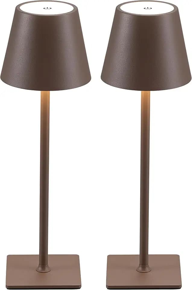 KDG 2 Pack Cordless Brown Table Lamps, Rechargeable Portable LED Desk Lamps