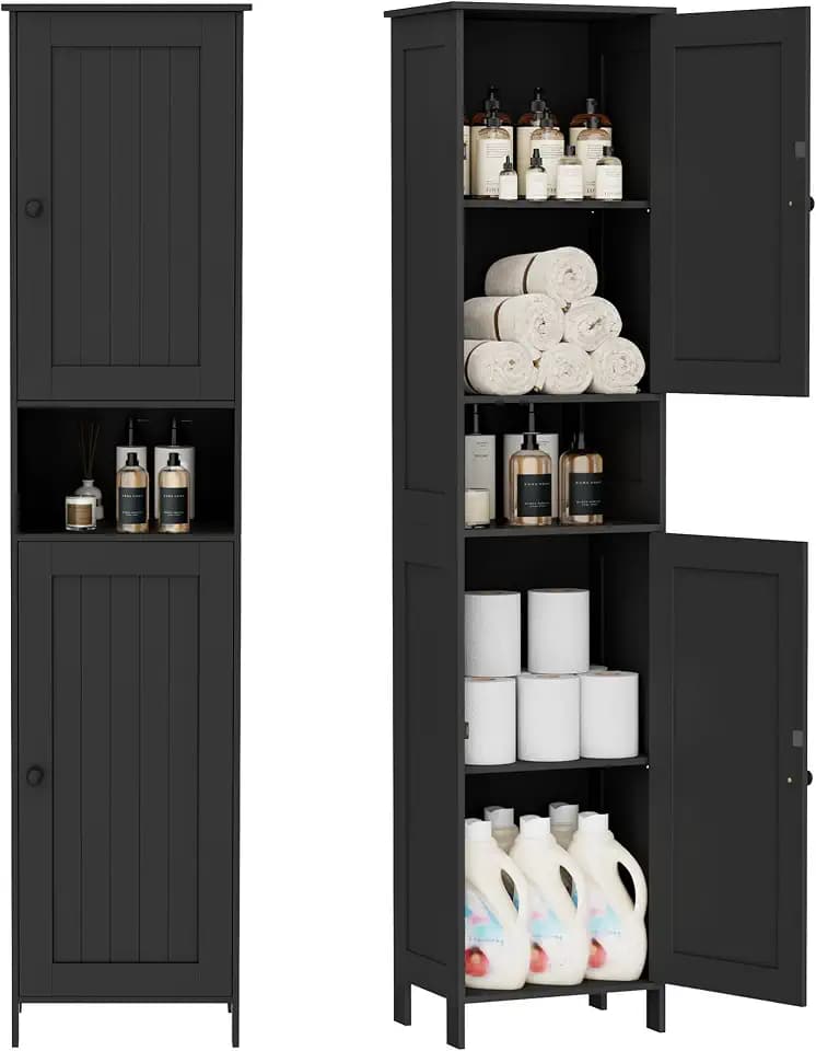 Homleke Tall Bathroom Storage Cabinet with 2 Doors, Slim Bathroom Cabinet