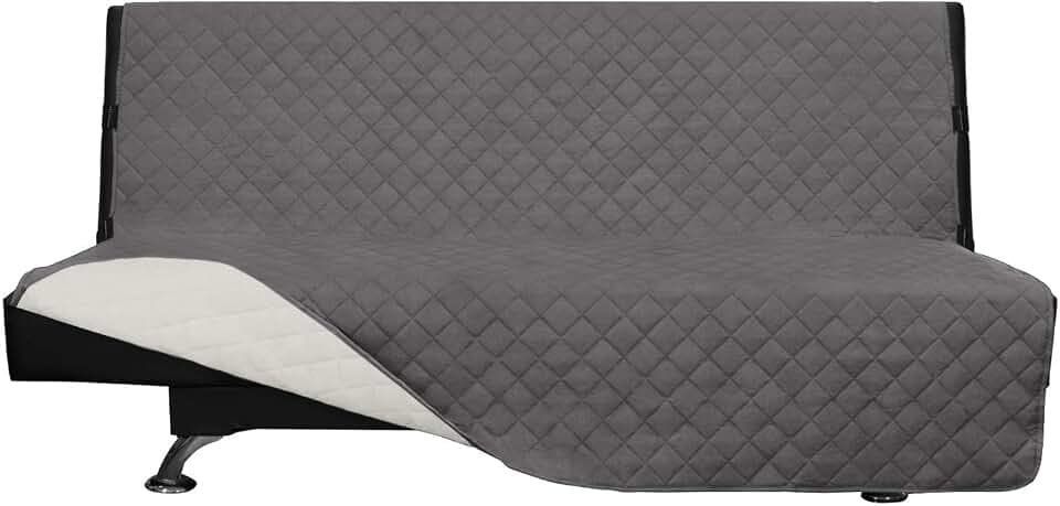 Easy-Going Reversible Couch Cover, Large Futon Sofa, Gray/Ivory