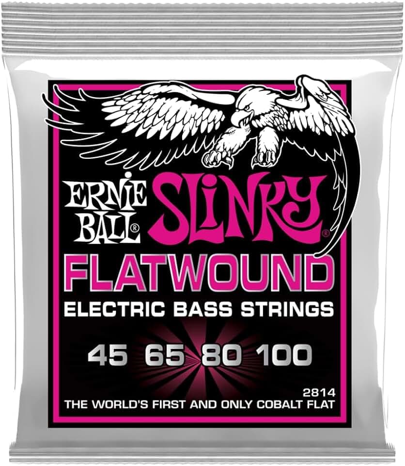 Ernie Ball Super Slinky Flatwound E-Bass-Saiten, Stärke 45-100