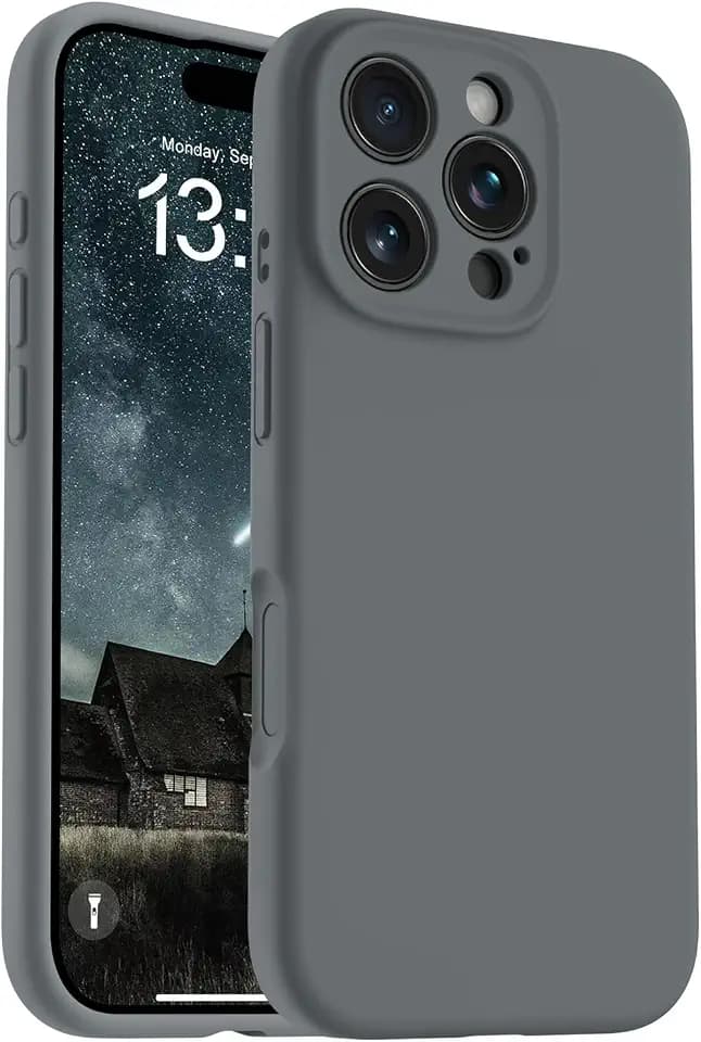 OTOFLY Magnetic for iPhone 16 Pro Case,Compatible with Magsafe,Classic Liquid Silicone Mobile Phone Case,Integrated Camera Control Button,Anti-Scratch Microfiber Lining, Charcoal Gray
