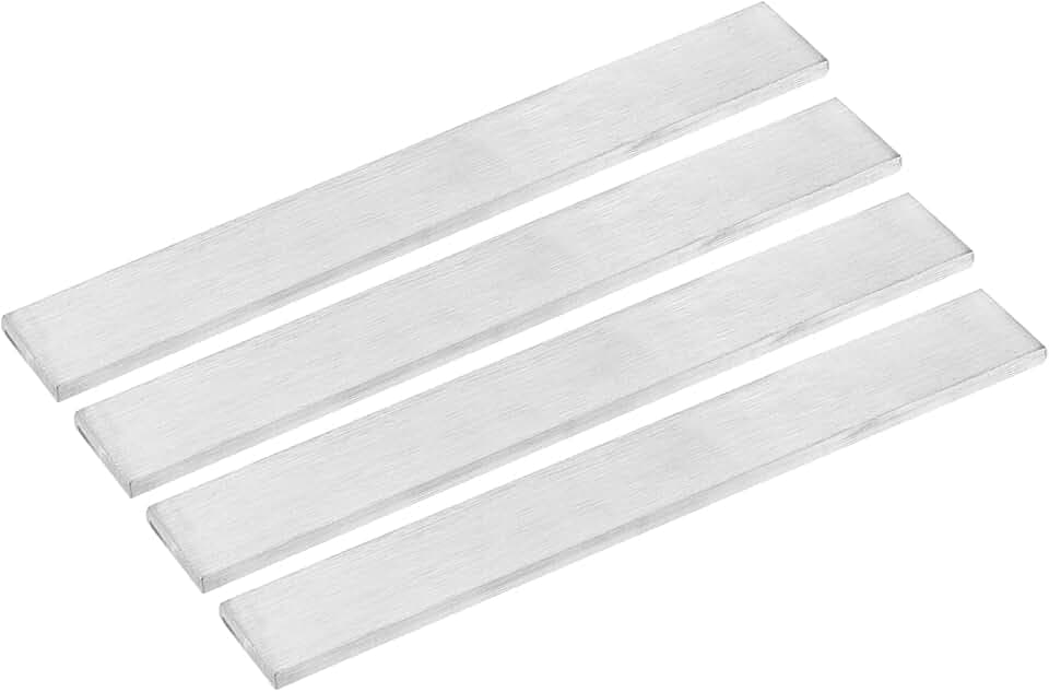 QUARKZMAN 4 Stück Flachstahl 6mm, 304 Edelstahl Flacheisen 6x20x200mm, Edelstahlplatte Metallplatte Blechstreifen Spaltfüller Schweißzubehör zum DIY Reparatur