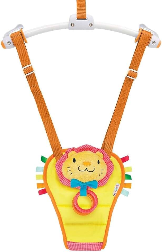 Munchkin Baby-Türhopser, höhenverstellbarer und gepolsterter Jolly jJmper mit Quietschkopf und Beißring, stabile Babyschale - Lenny der Löwe