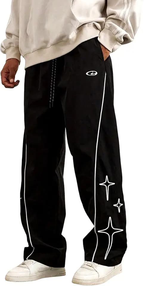 ZAFUL Mens Stripe Casual Pants Straight Leg Y2K Sweatpants Baggy Track Pant