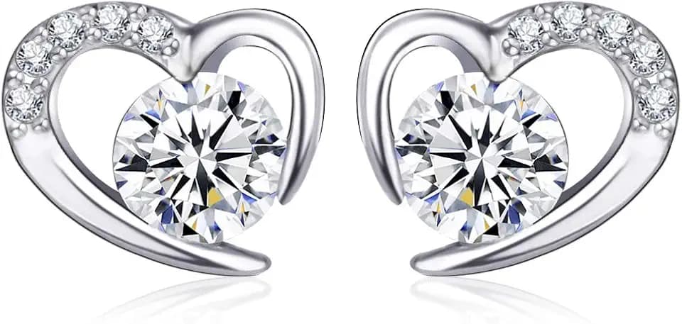 Silber Ohrringe Damen,Liebendes Herz Ohrringe Silber 925,5A Zirkonia,Geschenke für Frauen