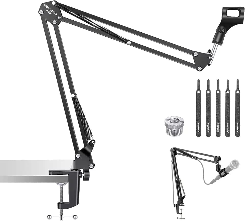 NEEWER Mikrofon Arm Ständer, Scherenarm Microphone Arm Tischhalterung MS006 | Clip, 3/8" auf 5/8" Adapter, kompatibel mit Blue Yeti Snowball HyperX QuadCast SoloCast Shure, maximale Belastung 3,3lb