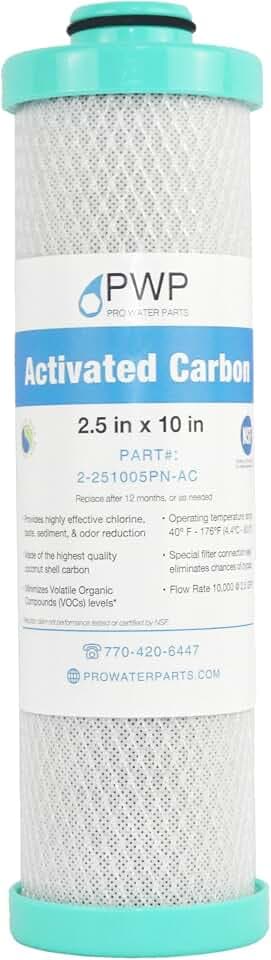 2.5 x 10 RV Water Filter Activated Carbon Block Push-Nipple Cartridge Replaces FRE-10-GN for Use with FRE-10H Housing OEM