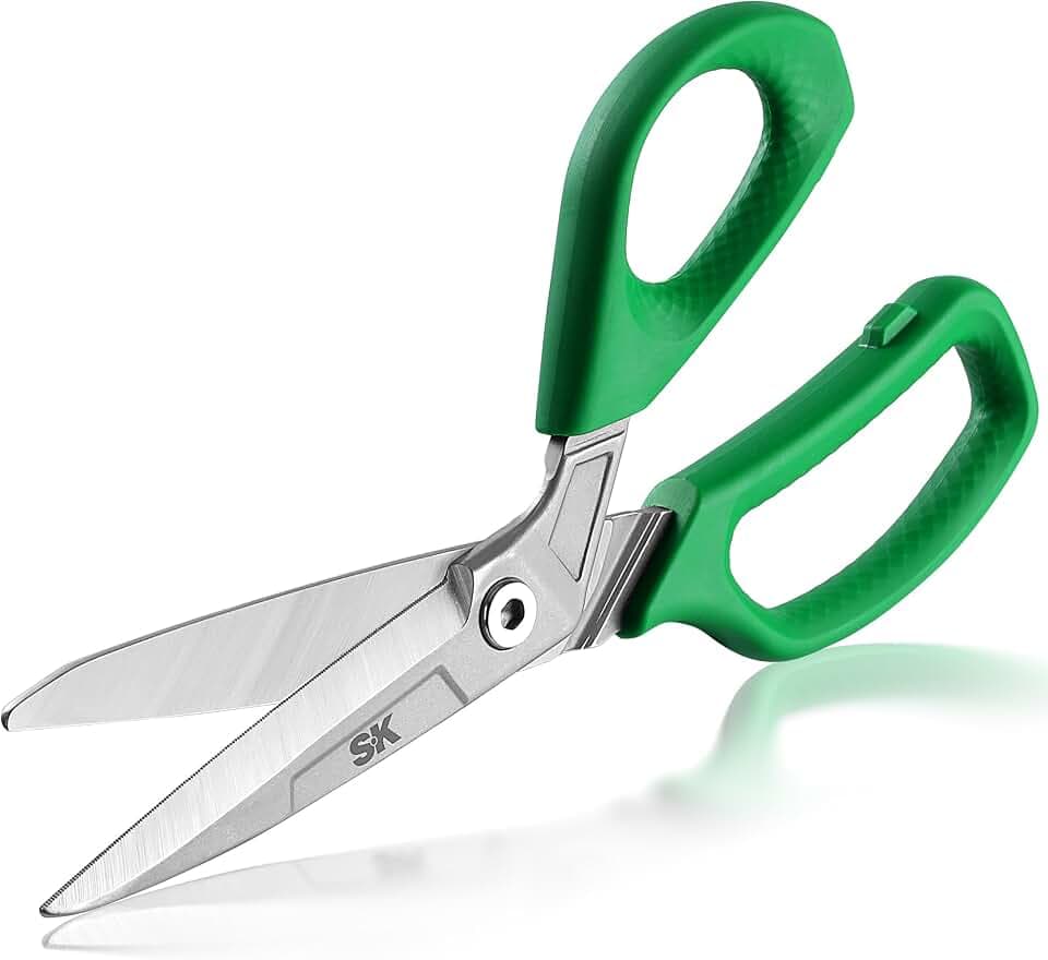 SK 10" Heavy Duty Scissors All Purpose, Industrial Shears, One Piece Blades