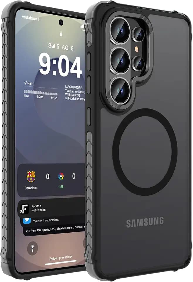 DEERLAMN Strong Magnetic Case for Samsung Galaxy S26 Ultra, Matte Black