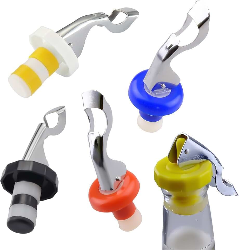 5-Pack Silicone Bottle Stoppers with Lever Seal for Wine & Glass Bottles