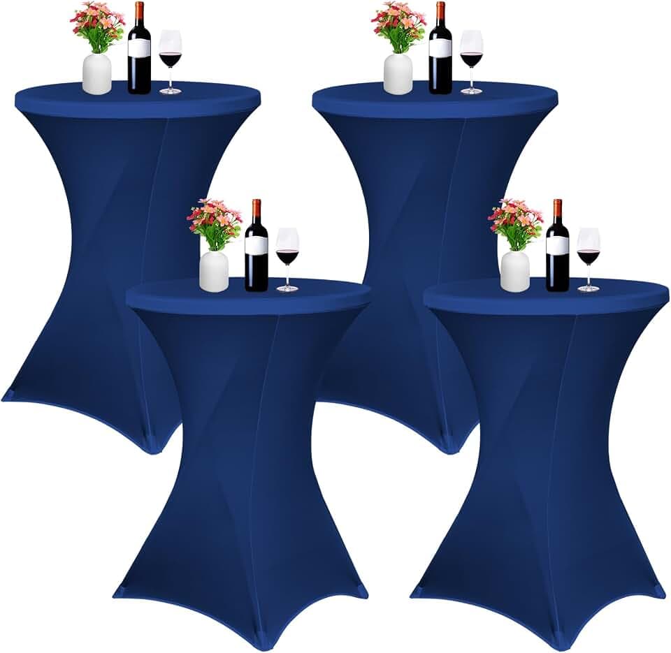 Pesonlook 4 Pack Navy Blue Cocktail Spandex Table Cover,32x43 Inch