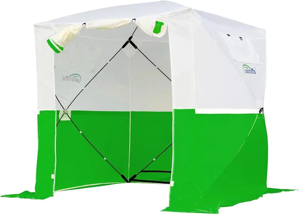 Goutime Faltbares Arbeitszelt Montagezelt Bauzelte 2 x 2 m (Weiß und Grün)