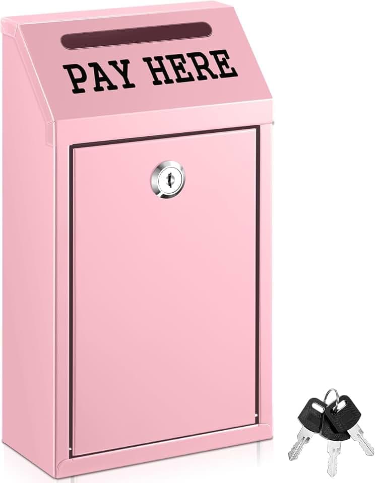 Yaocom Metal Money Cash Box,Pink,10.2 X 5.7 X 2.8 Inch
