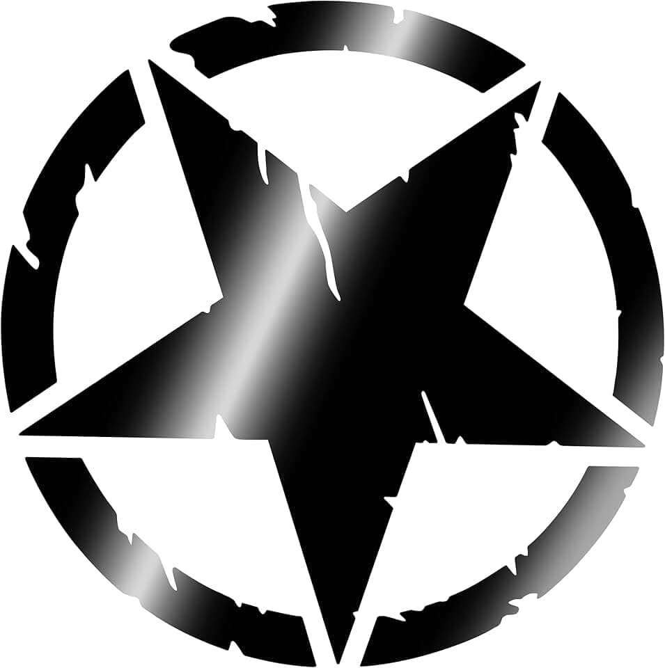 4R Quattroerre.it 17091 Stickers Army Star for Jeep Renegade, Diameter 20 cm, Glossy, 2 Pcs, Polished Black