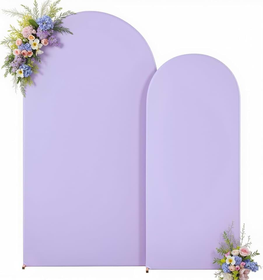 Purple Arch Backdrop Cover Set of 2 Birthday Party Balloon Arch Covers Stretchy Wedding Lavender Lilac Arch Covers 7.2 and 6ft Spandex Banquet Graduation Bridal Baby Shower Photo Backdrop