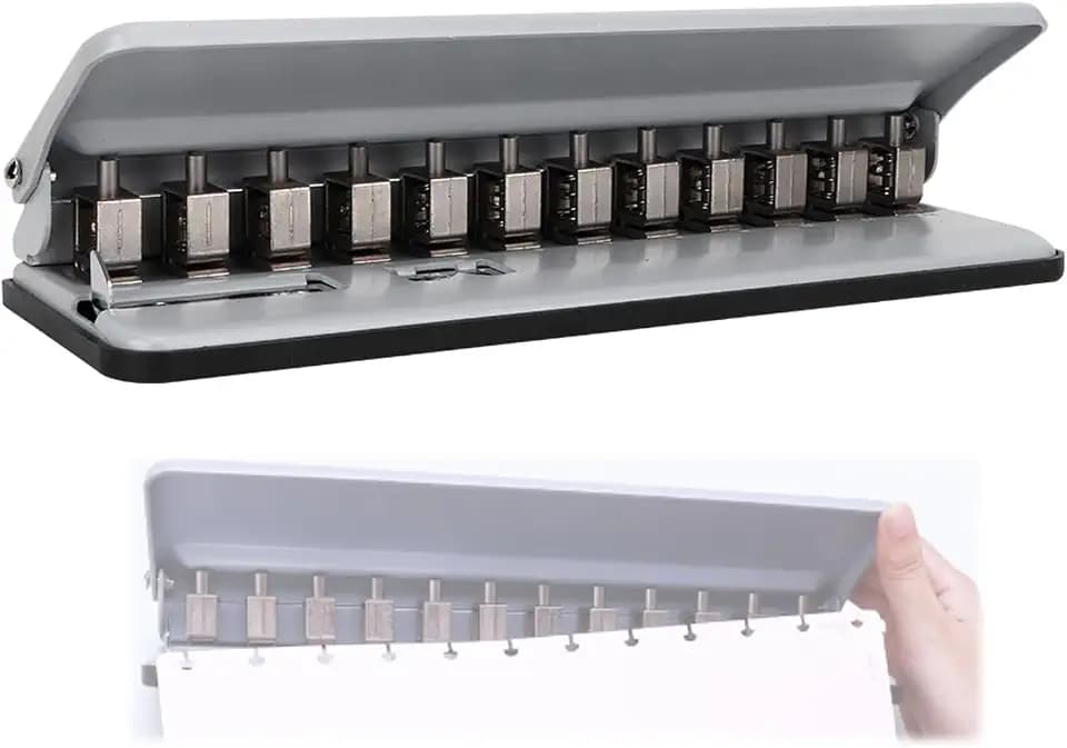 Multifunktionales, verstellbares 6-Blatt-Pilz-Stanzwerkzeug - Kompatibel mit A4, B5, A5, A7 Papier - Perfekt für Schule und Büro (Grau)