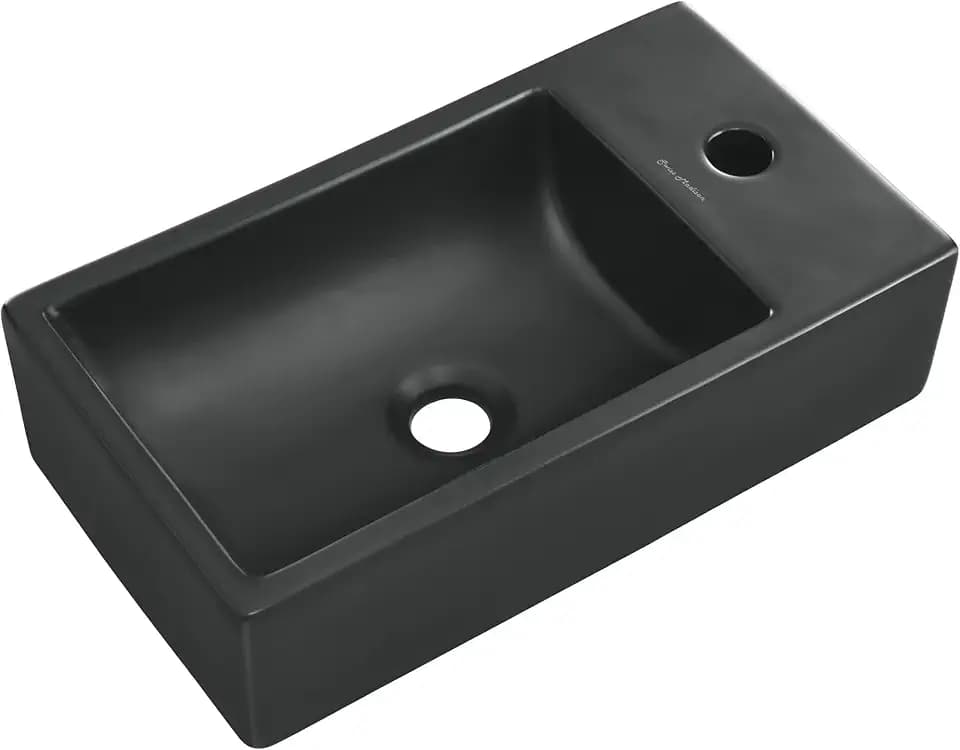 18" Ceramic Vanity Sink Top in Matte Black