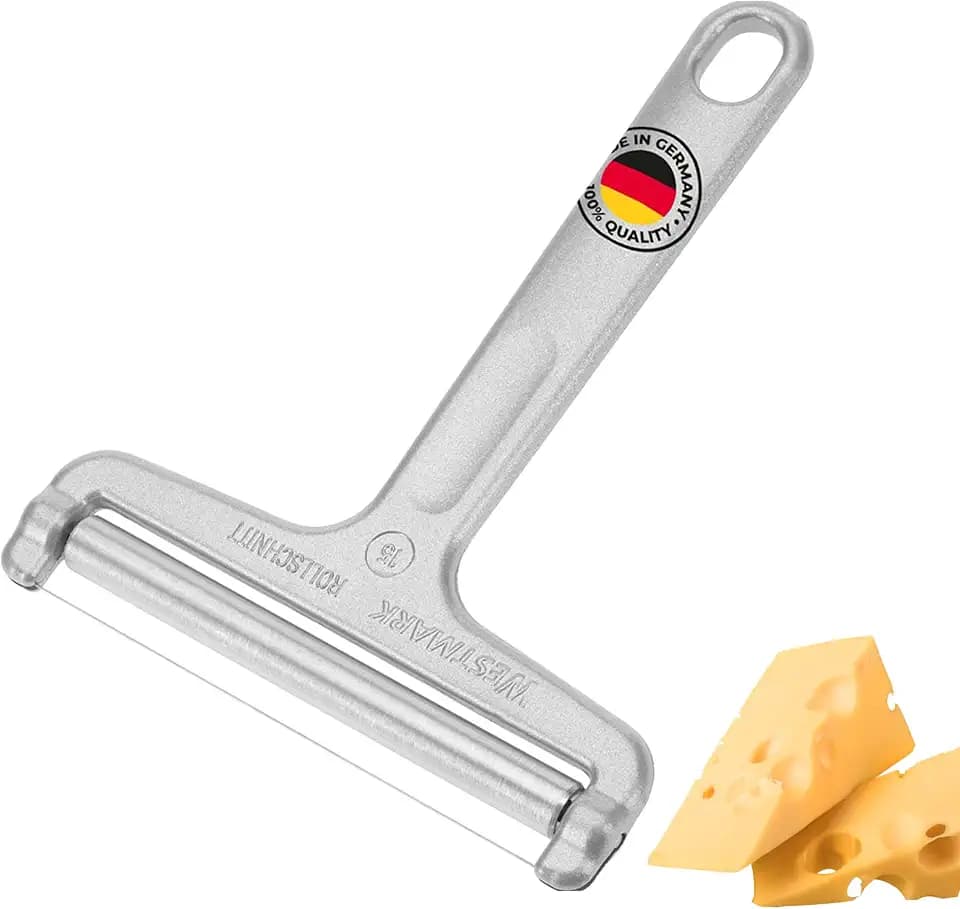 Westmark Käseschneider mit Rolle und Schneiddraht, Variable Schnittstärke, Rostfreier Edelstahl/Aluminium, Rollschnitt, Silber, 71002270