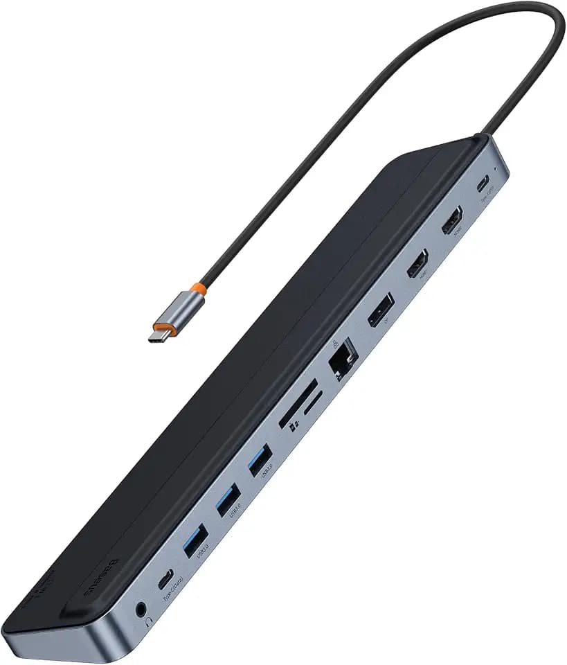 Baseus Laptop Docking Station Triple Display 12-in-1 with 2 * 4K HDMI, DP, 100W PD, 3* USB3.0, 1*USB C, Gigabit Ethernet,SD & TF Card Reader for MacBook/Dell/HP/Surface/Steam Deck
