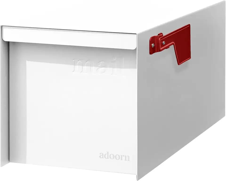 adoorn Modern Large Post Mount Mailboxes for Outside USPS Approved - White