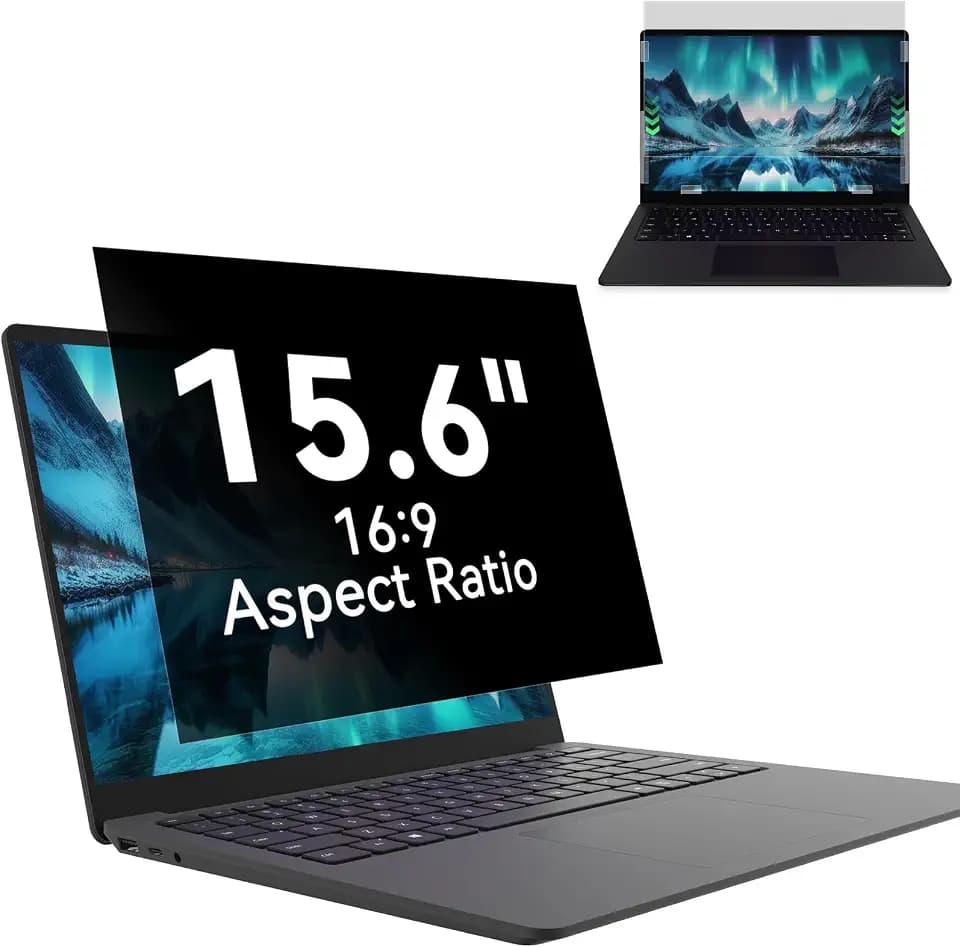 Laptop Privacy Screen 15.6 Inch for 16:9 Aspect Ratio Screen Protector, Anti-Glare Blue Light Laptop Screen Privacy Shield Removable 15.6in Filter for Lenovo HP Dell Acer Asus Thinkpad Envy Xps