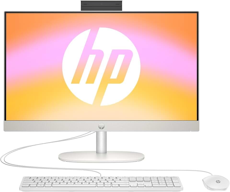 HP All-in-One-PC, 23,8" FHD-Touchscreen, AMD Ryzen 5 7520U, 16 GB DDR4 RAM, 512 GB SSD, AMD Radeon-Grafik, Windows 11 Home, QWERTZ, Weiß