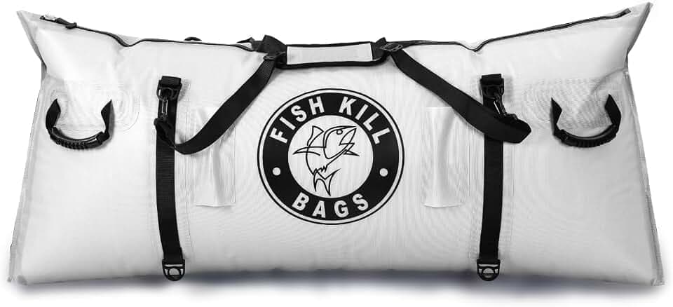 Gusseted Insulated Fish Cooler - Zipper Waterproof Nylon Bag - Portable and Leakproof With Heavy Duty Handles for Travel, Outdoor, Fishing