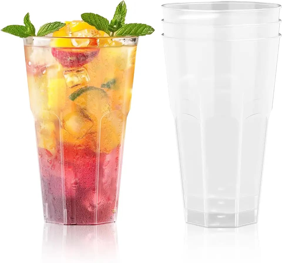 AOLUXLM 100 Stück Becher Set, Wiederverwendbare Partybecher, Plastikbecher