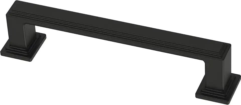 Franklin Brass 10 Pack Matte Black Cabinet Handles 3-3/4 inch (96mm) Kitchen Cabinet Handles and Drawer Pulls for Cupboards and Dressers | Stepped