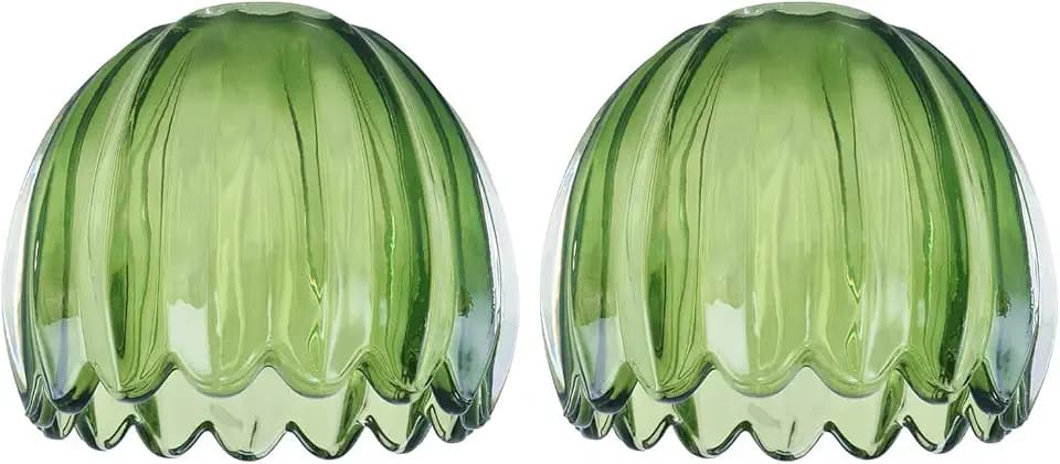 Glass Green Tulip Lamp Shades, Small Flower Lampshades,Replacement Mini Lamp Shade for Floor Lamp Table Wall Lamp Chandelier Decor (Green-2)