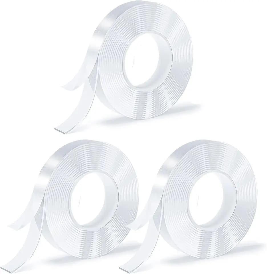 3 Rolls Double Sided Tape, Nano Tape, Transparent Adhesive Tape, Traceless Adhesive Tape, Removable, Washable, Reusable, Suitable for Carpets, Photo Walls, 9.8 Feet Per Roll
