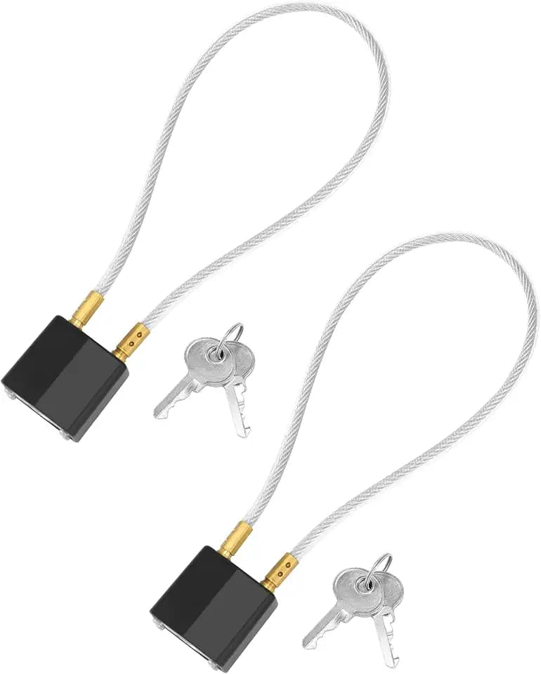 QWORK Motorcycle Helmet Lock, 2 Pack Keyed Alike Key Lock & Cable Universal Motorcycle Bike Helmet Luggage Security