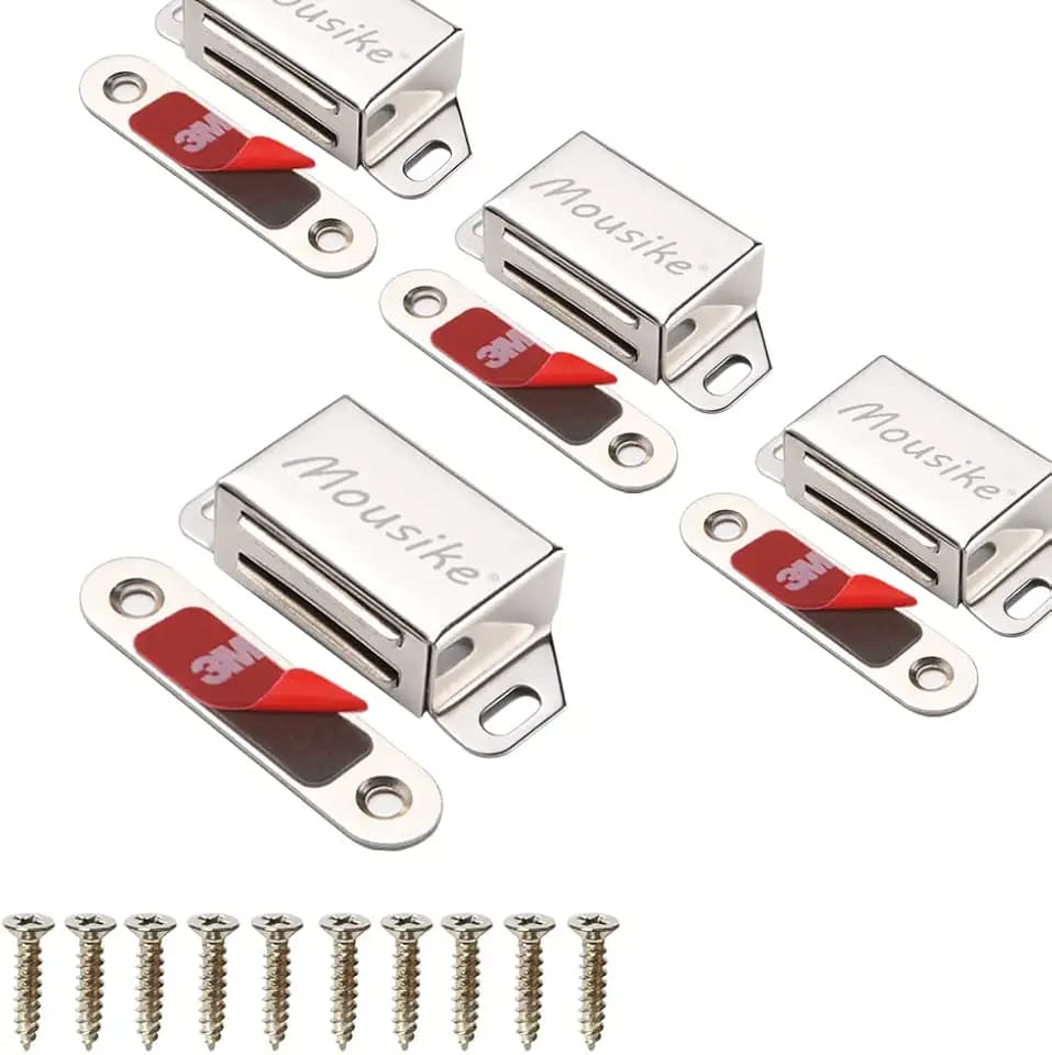 Mousike Cabinet Magnets 25lb Stainless Steel Magnetic Door Catch with Strong Magnetic for Kitchen Cupboard Wardrobe Closet Cabinet Door Drawer Latch (4 Pack)