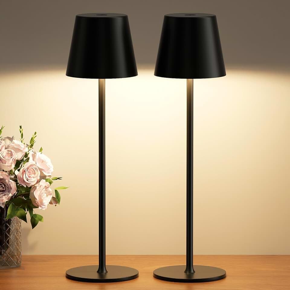 Tischlampe Kabellos 2 Stück, Touch, LED Akku Lampe für Outdoor Indoor