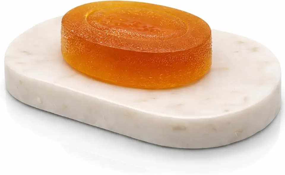Marble Soap Dish, Solid Oval, Polished White