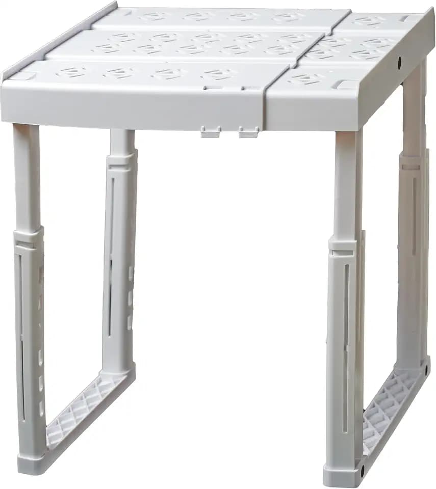 ABLinox Locker Organizer Shelf, Adjustable Width and Height, Ideal for School, Office, and Gym Lockers (White)