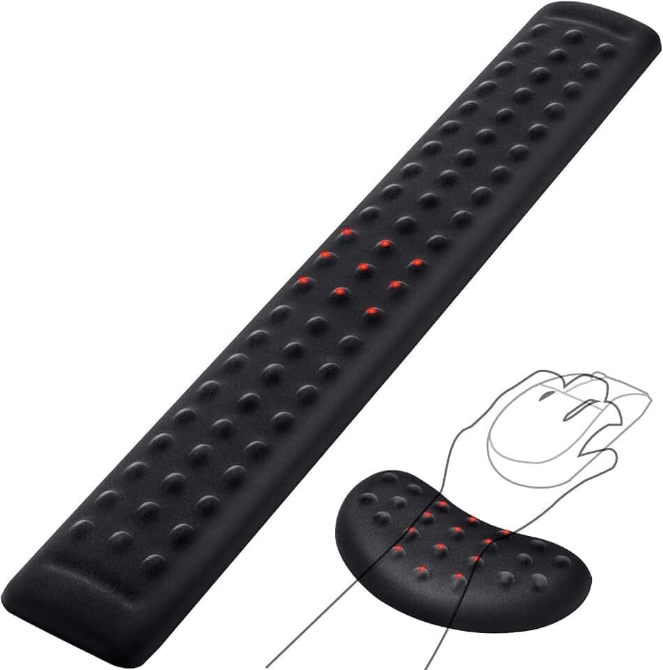 Gimars Handballenauflage Tastatur mit Holpriger Massagepunkt, Ergonomisch Gelkissen Memory Foam Tastatur Maus Handauflage, Gaming Zubehör für PC Laptop Büro Tippen Schmerzlinderung Keyboard Wrist Rest