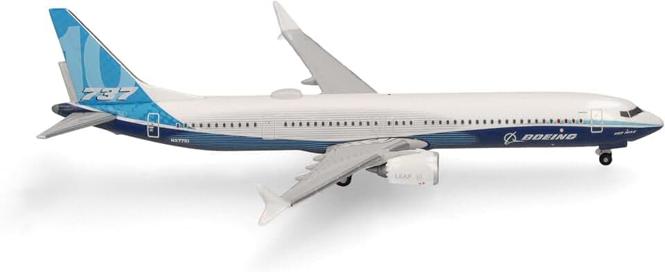 Herpa Modellflugzeug Boeing 737 Max 10, Miniatur im Maßstab 1:500, Sammlerstück, Flugzeug Modell ohne Standfuß, Metall