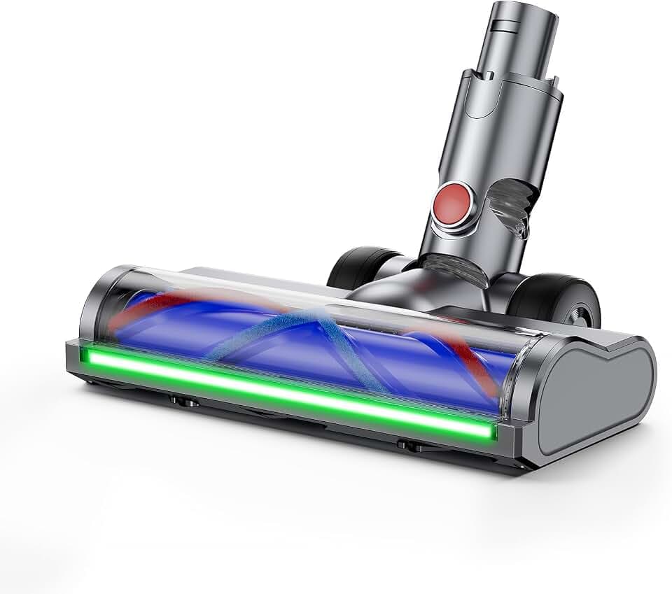 Elektrische Bürste kompatibel für Dyson V6 Animal, V6 Fluffy, DC58, DC59, DC61, DC62, DC74, Zubehör für Turbobürste mit Schnellspanner für Hartboden und Teppiche mit LED-Lichtern, Bodenbürste Zubehör